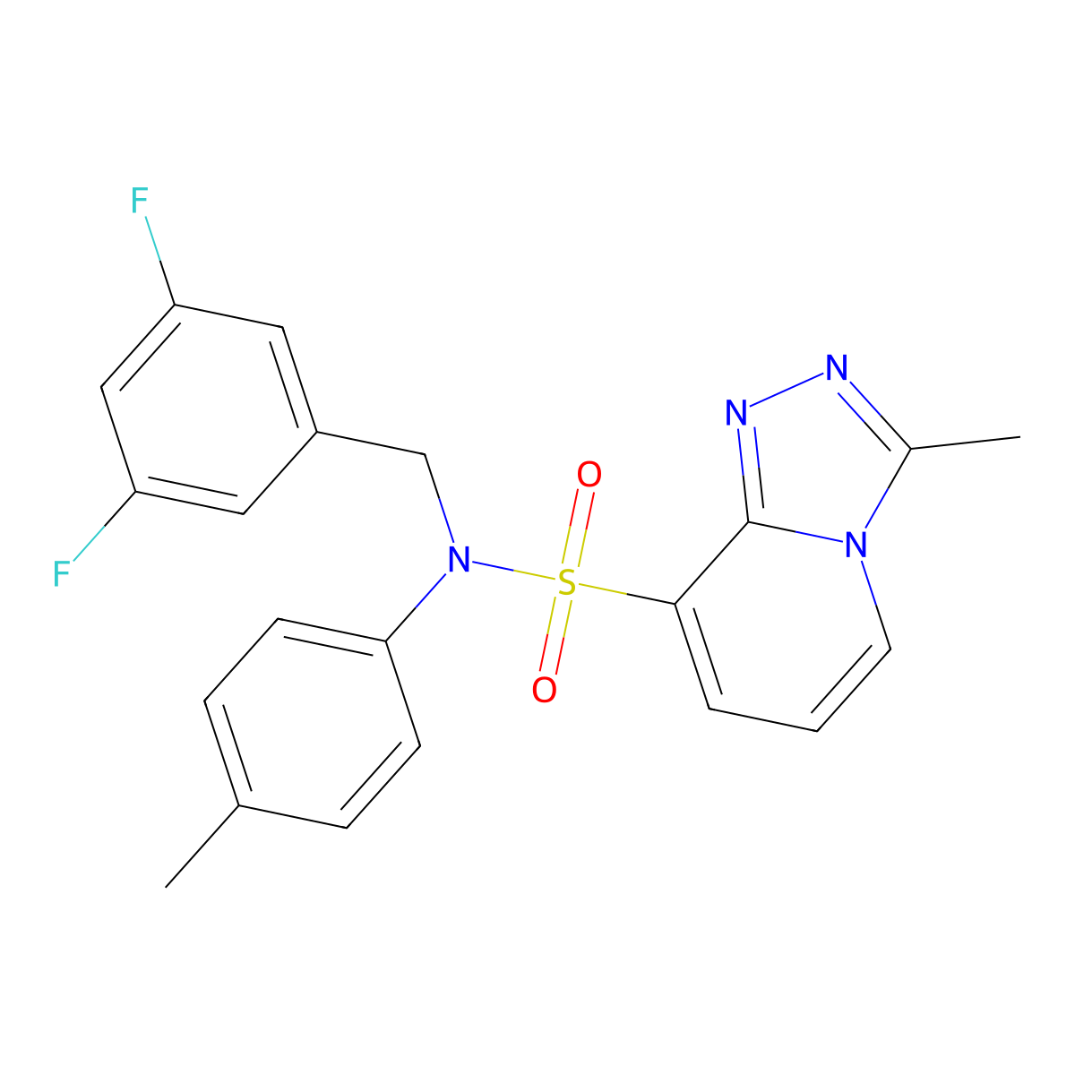 N-[(3,5-difluorophenyl)methyl]-3-methyl-N-(4-methylphenyl)-[1,2,4]triazolo[4,3-a]pyridine-8-sulfonamide molecular structure, CAS 1251693-10-3