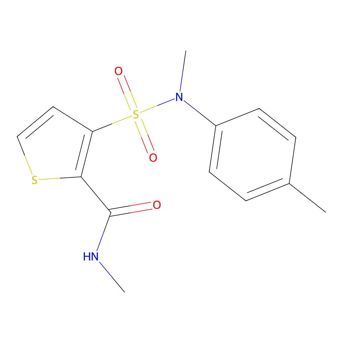 N-methyl-3-[methyl(4-methylphenyl)sulfamoyl]thiophene-2-carboxamide molecular structure, CAS 1251693-12-5