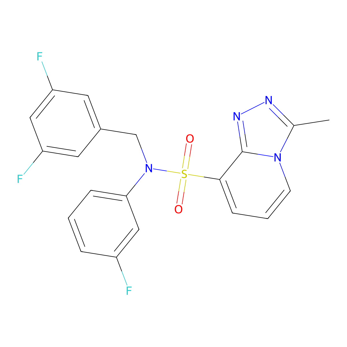 N-[(3,5-difluorophenyl)methyl]-N-(3-fluorophenyl)-3-methyl-[1,2,4]triazolo[4,3-a]pyridine-8-sulfonamide molecular structure, CAS 1251693-16-9