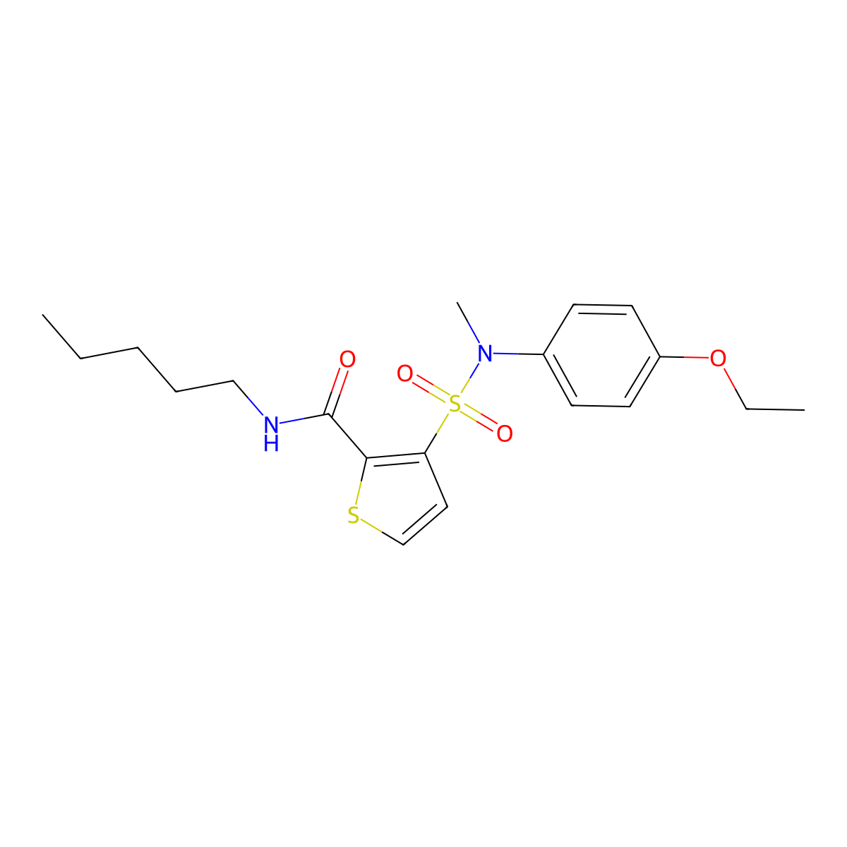 3-[(4-ethoxyphenyl)(methyl)sulfamoyl]-N-pentylthiophene-2-carboxamide molecular structure, CAS 1251693-18-1