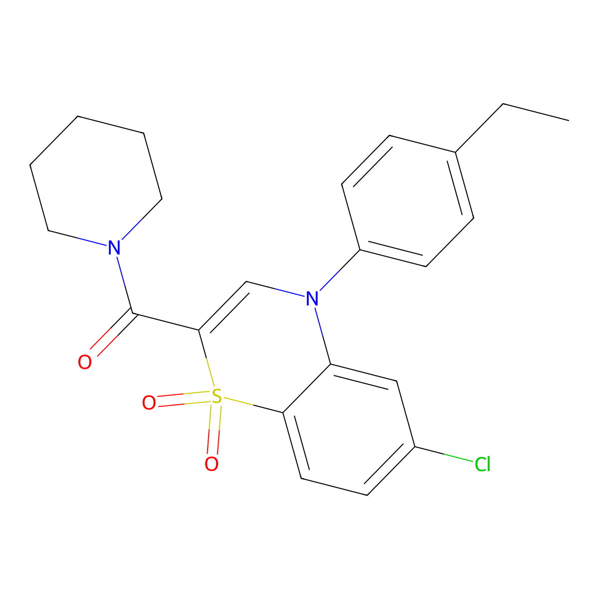 6-chloro-4-(4-ethylphenyl)-2-(piperidine-1-carbonyl)-4H-1lambda6,4-benzothiazine-1,1-dione molecular structure, CAS 1251693-19-2