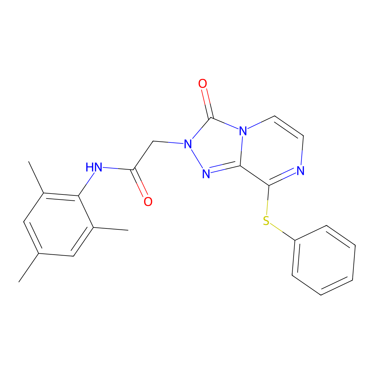 2-[3-oxo-8-(phenylsulfanyl)-2H,3H-[1,2,4]triazolo[4,3-a]pyrazin-2-yl]-N-(2,4,6-trimethylphenyl)acetamide molecular structure, CAS 1251693-23-8