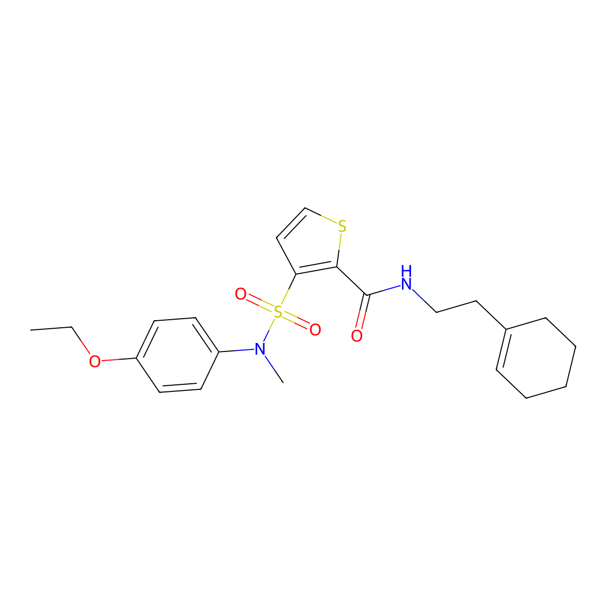 N-(2-(cyclohex-1-en-1-yl)ethyl)-3-(N-(4-ethoxyphenyl)-N-methylsulfamoyl)thiophene-2-carboxamide molecular structure, CAS 1251693-24-9
