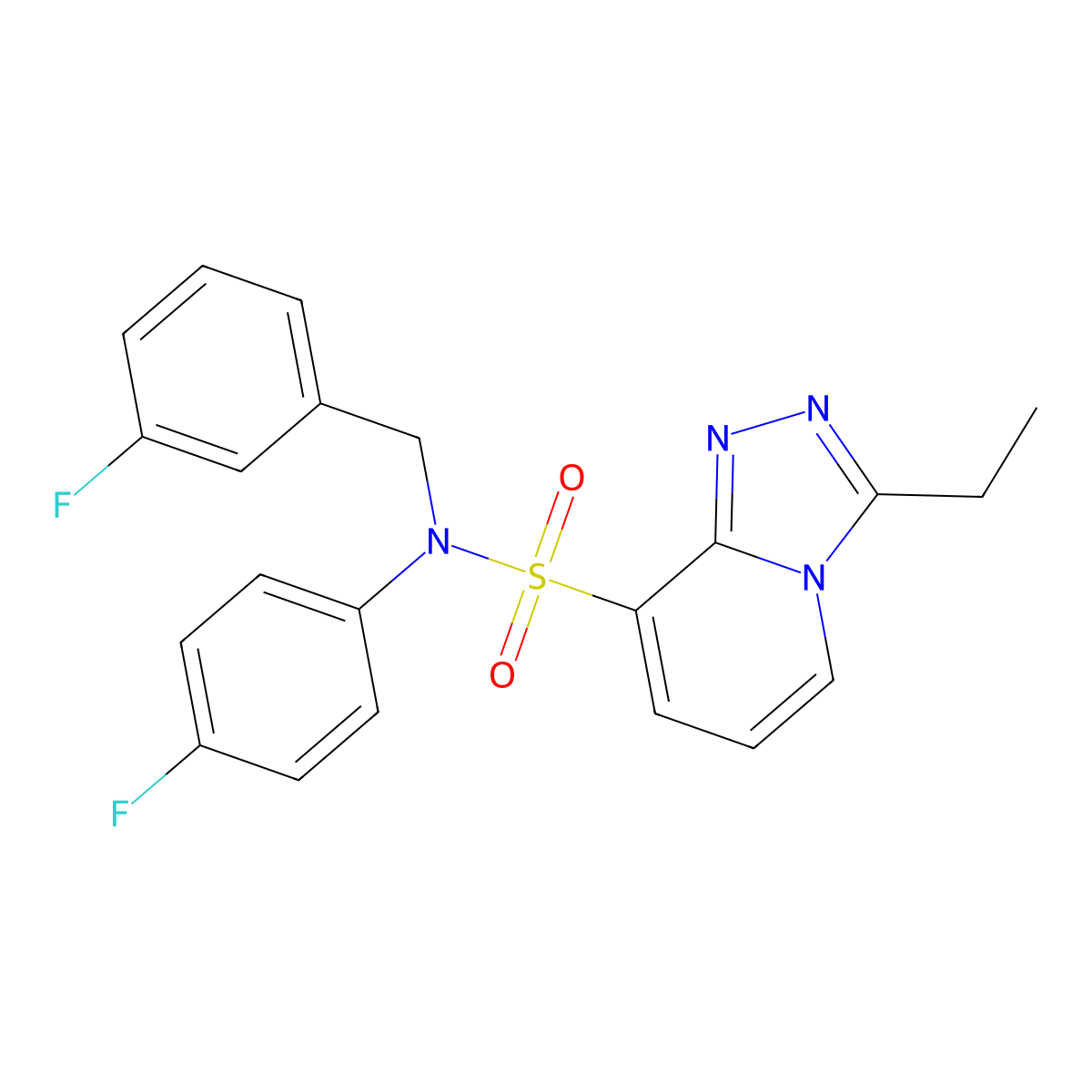 3-ethyl-N-(4-fluorophenyl)-N-[(3-fluorophenyl)methyl]-[1,2,4]triazolo[4,3-a]pyridine-8-sulfonamide molecular structure, CAS 1251693-27-2
