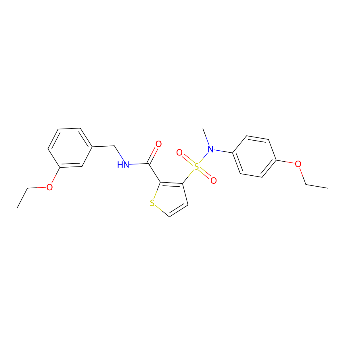 N-(3-ethoxybenzyl)-3-[(4-ethoxyphenyl)(methyl)sulfamoyl]thiophene-2-carboxamide molecular structure, CAS 1251693-30-7