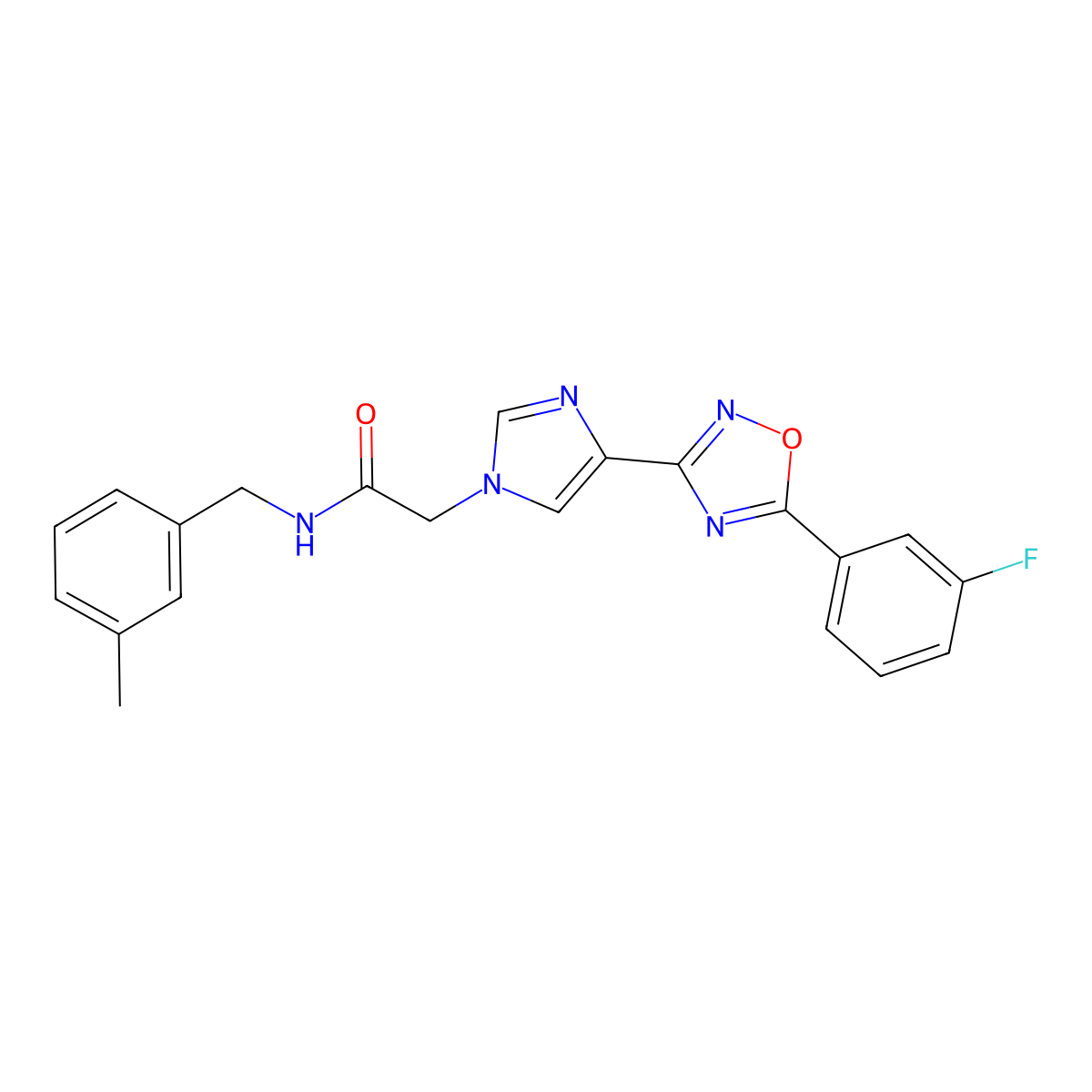 2-{4-[5-(3-fluorophenyl)-1,2,4-oxadiazol-3-yl]-1H-imidazol-1-yl}-N-[(3-methylphenyl)methyl]acetamide molecular structure, CAS 1251693-34-1