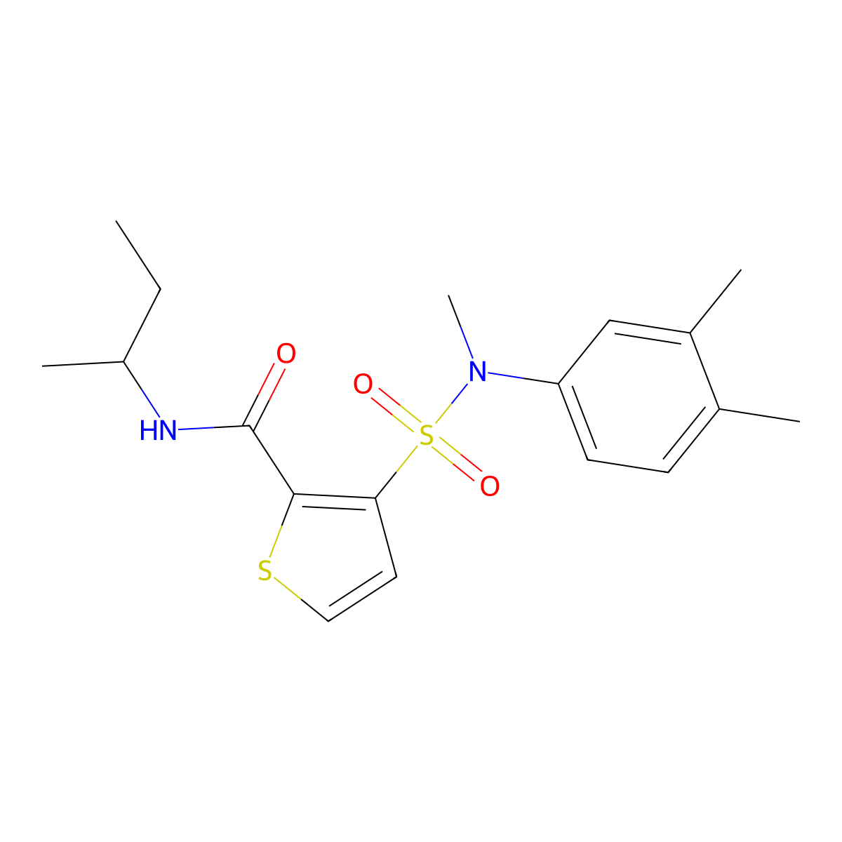 N-(butan-2-yl)-3-[(3,4-dimethylphenyl)(methyl)sulfamoyl]thiophene-2-carboxamide molecular structure, CAS 1251693-36-3