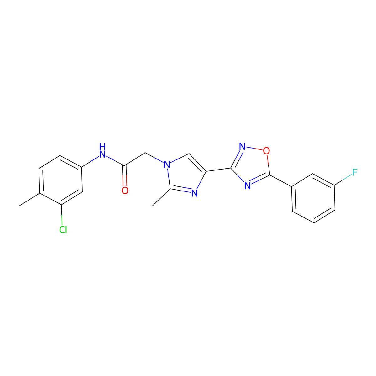 N-(3-chloro-4-methylphenyl)-2-{4-[5-(3-fluorophenyl)-1,2,4-oxadiazol-3-yl]-2-methyl-1H-imidazol-1-yl}acetamide molecular structure, CAS 1251693-39-6