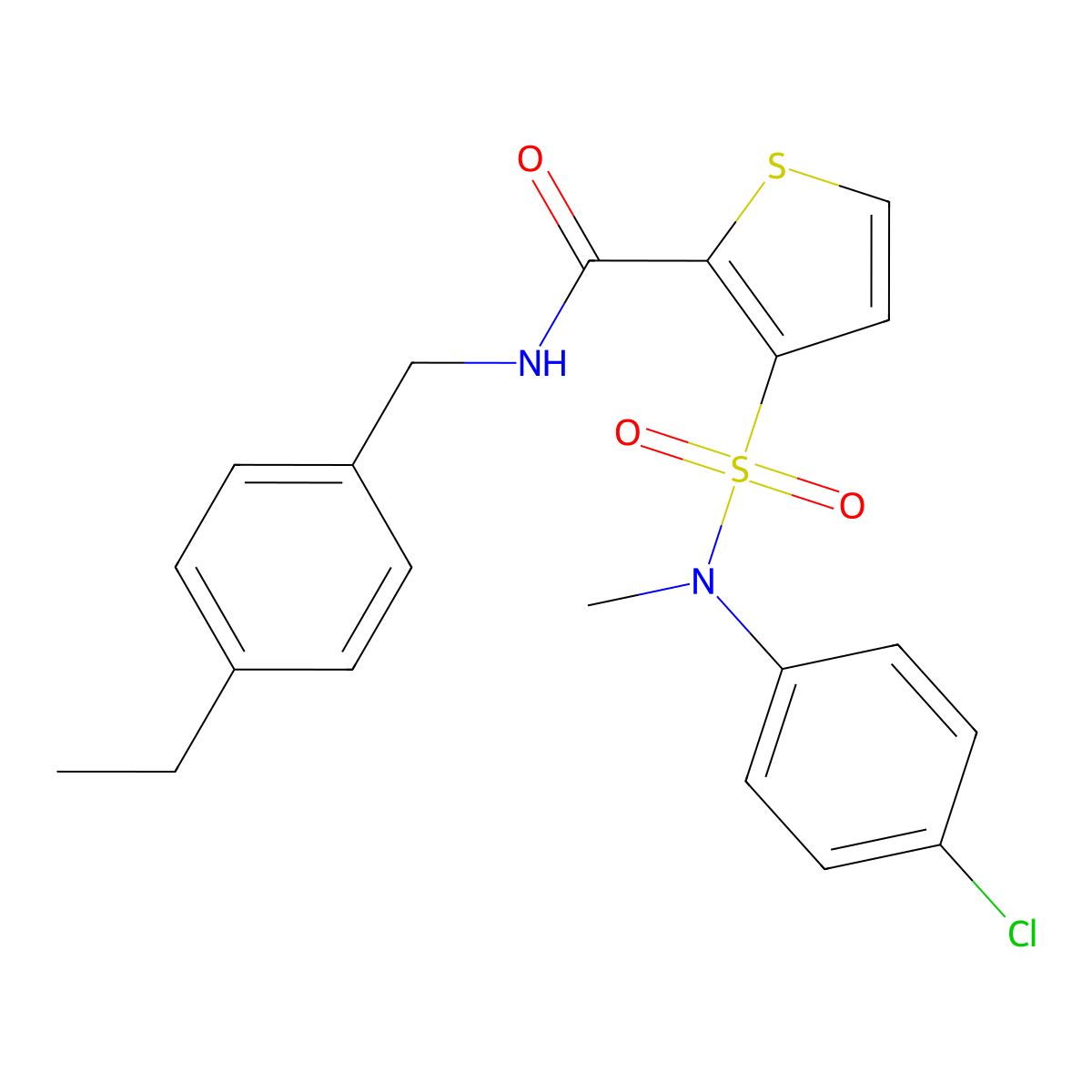 3-[(4-chlorophenyl)(methyl)sulfamoyl]-N-(4-ethylbenzyl)thiophene-2-carboxamide molecular structure, CAS 1251693-44-3