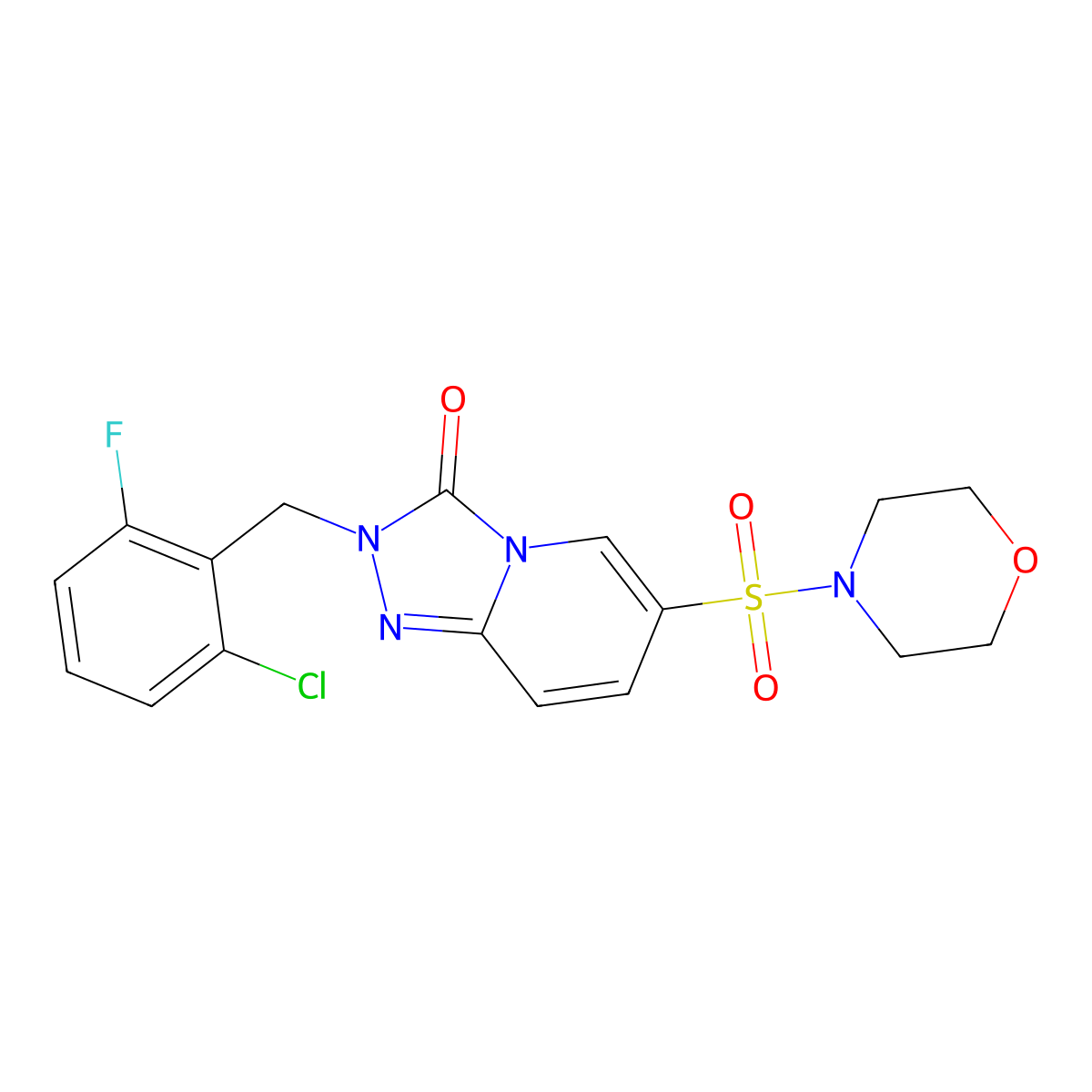 2-[(2-chloro-6-fluorophenyl)methyl]-6-(morpholine-4-sulfonyl)-2H,3H-[1,2,4]triazolo[4,3-a]pyridin-3-one molecular structure, CAS 1251693-48-7