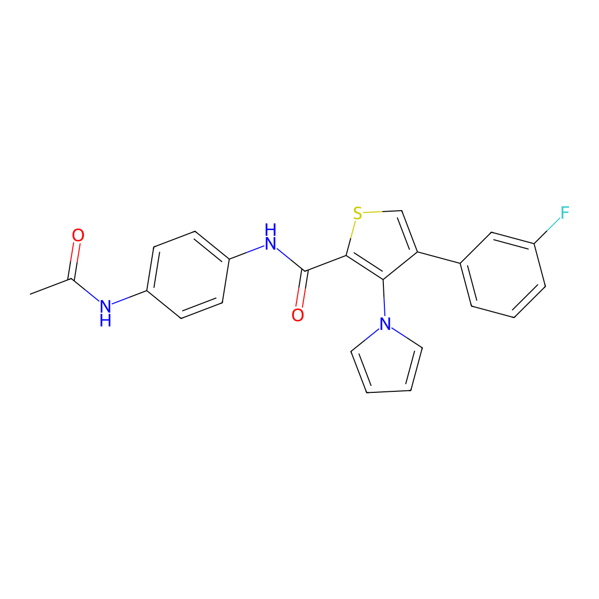 N-(4-acetamidophenyl)-4-(3-fluorophenyl)-3-(1H-pyrrol-1-yl)thiophene-2-carboxamide molecular structure, CAS 1251693-50-1