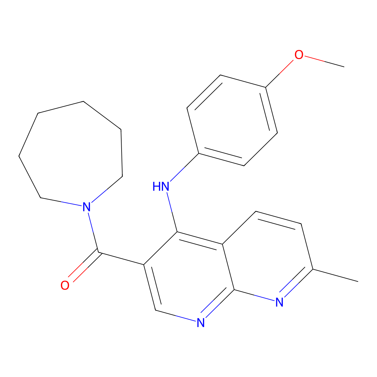 3-(azepane-1-carbonyl)-N-(4-methoxyphenyl)-7-methyl-1,8-naphthyridin-4-amine molecular structure, CAS 1251693-53-4