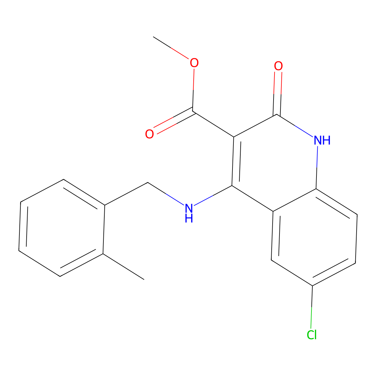 Methyl 6-chloro-4-((2-methylbenzyl)amino)-2-oxo-1,2-dihydroquinoline-3-carboxylate molecular structure, CAS 1251693-65-8