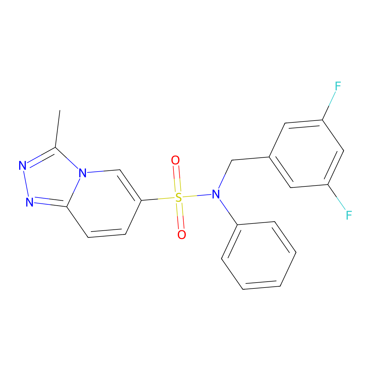 N-[(3,5-difluorophenyl)methyl]-3-methyl-N-phenyl-[1,2,4]triazolo[4,3-a]pyridine-6-sulfonamide molecular structure, CAS 1251693-69-2