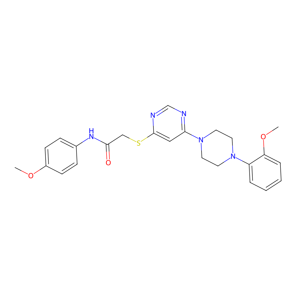 N-(4-methoxyphenyl)-2-({6-[4-(2-methoxyphenyl)piperazin-1-yl]pyrimidin-4-yl}sulfanyl)acetamide molecular structure, CAS 1251693-73-8