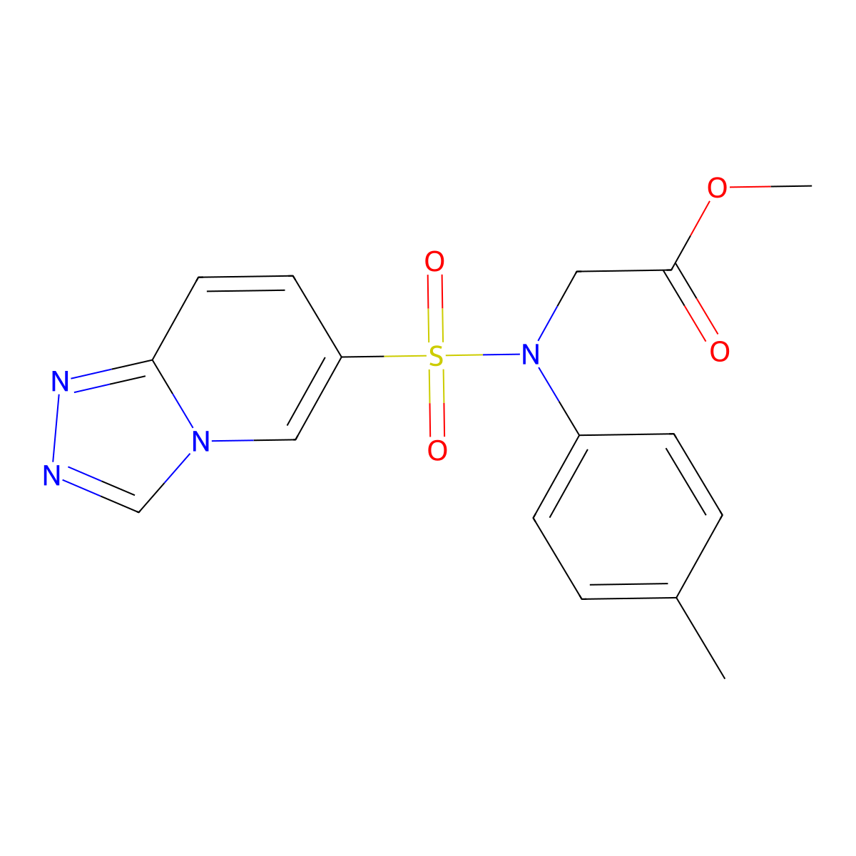 methyl 2-(N-(p-tolyl)-[1,2,4]triazolo[4,3-a]pyridine-6-sulfonamido)acetate molecular structure, CAS 1251693-74-9