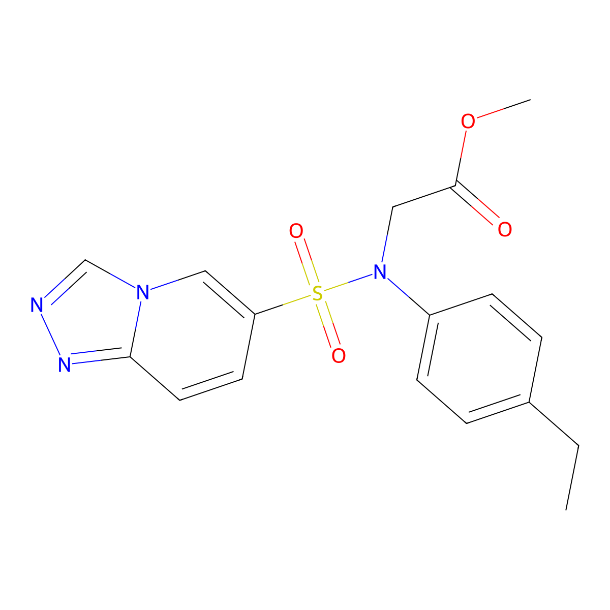 methyl 2-[N-(4-ethylphenyl)[1,2,4]triazolo[4,3-a]pyridine-6-sulfonamido]acetate molecular structure, CAS 1251693-78-3