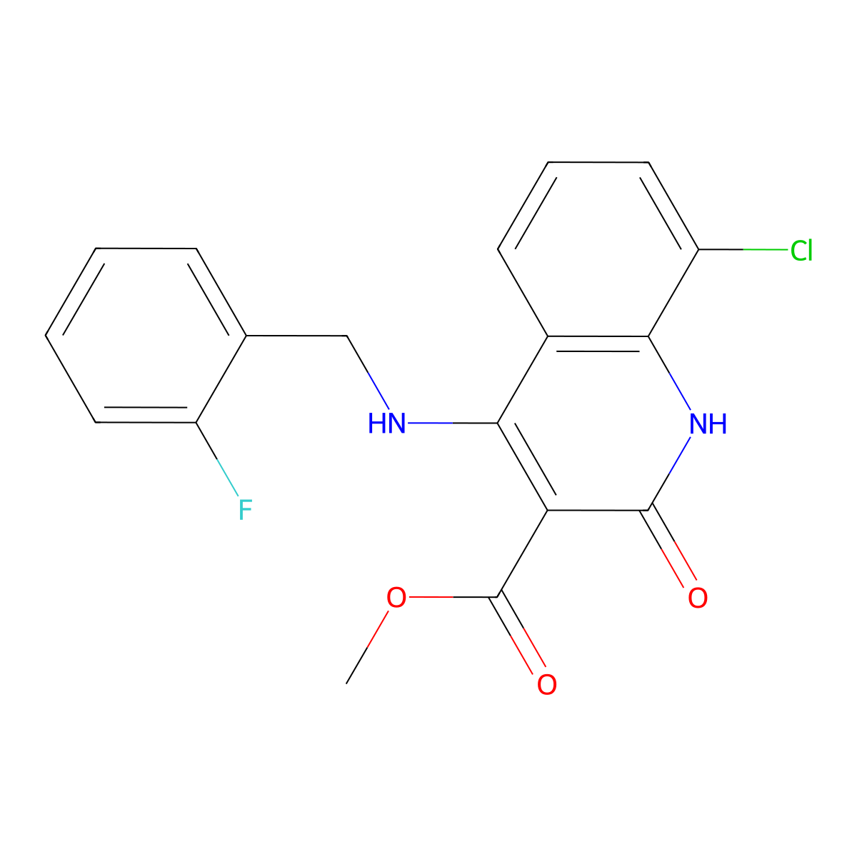 Methyl 8-chloro-4-((2-fluorobenzyl)amino)-2-oxo-1,2-dihydroquinoline-3-carboxylate molecular structure, CAS 1251693-80-7