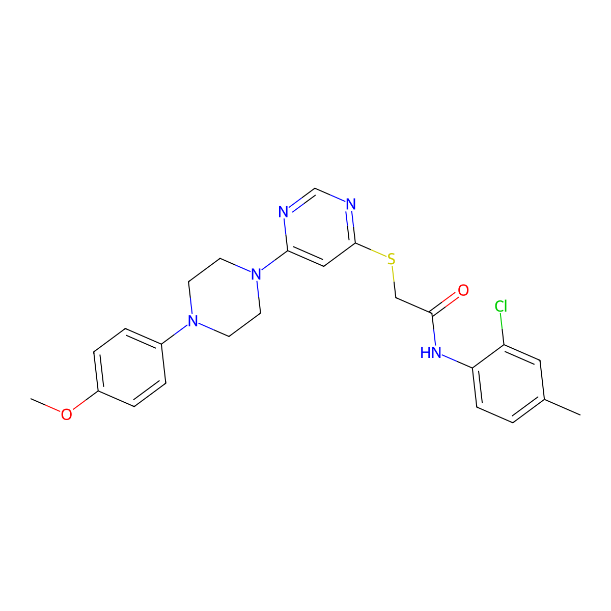 N-(2-chloro-4-methylphenyl)-2-({6-[4-(4-methoxyphenyl)piperazin-1-yl]pyrimidin-4-yl}sulfanyl)acetamide molecular structure, CAS 1251693-95-4