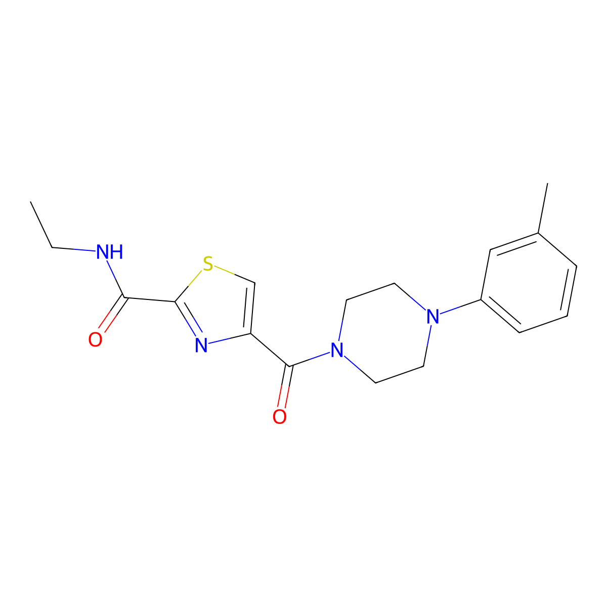 N-ethyl-4-[4-(3-methylphenyl)piperazine-1-carbonyl]-1,3-thiazole-2-carboxamide molecular structure, CAS 1251693-96-5