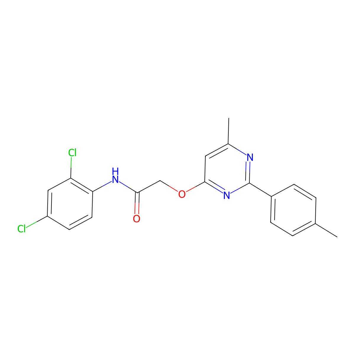 N-(2,4-dichlorophenyl)-2-{[6-methyl-2-(4-methylphenyl)pyrimidin-4-yl]oxy}acetamide molecular structure, CAS 1251694-09-3