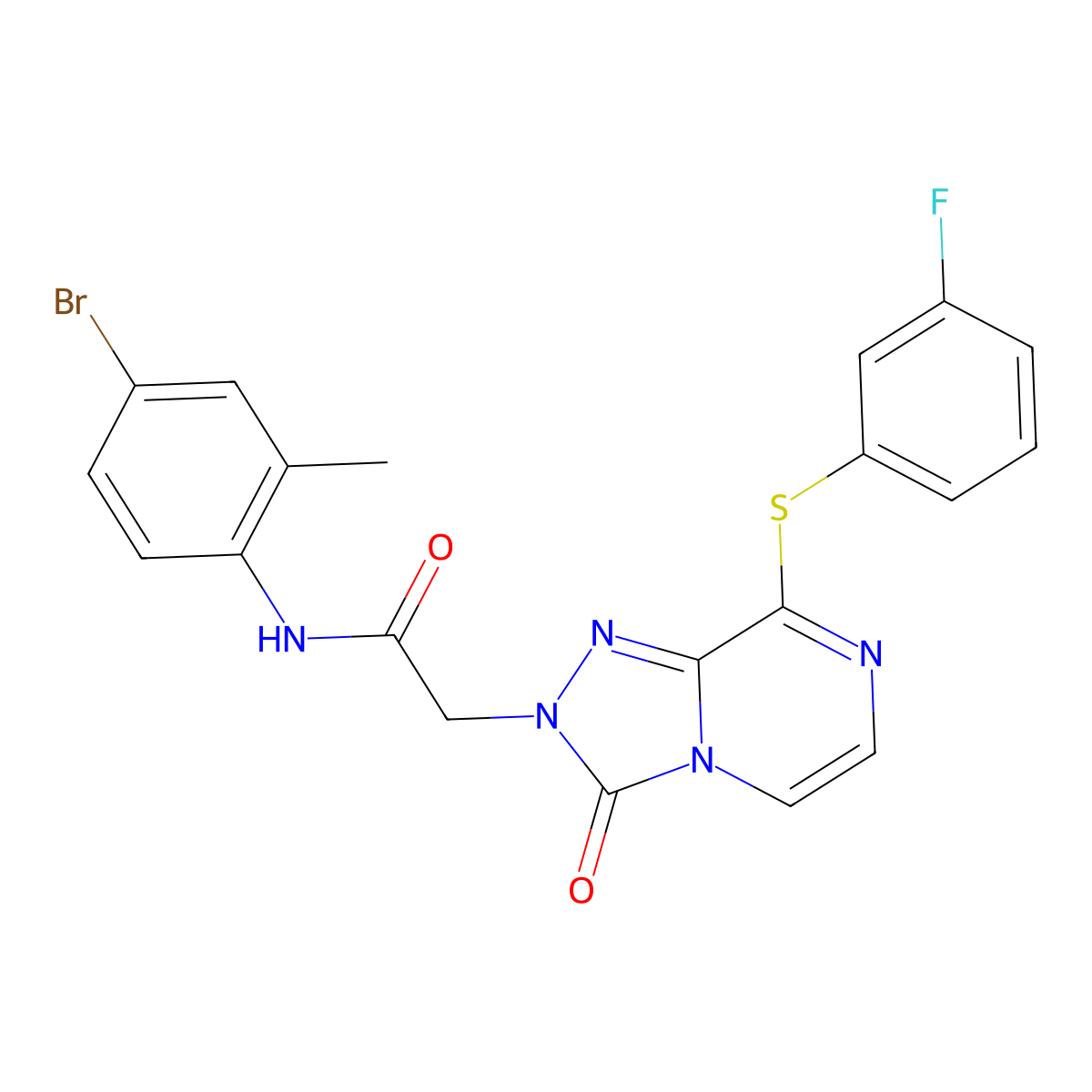 N-(4-bromo-2-methylphenyl)-2-(8-((3-fluorophenyl)thio)-3-oxo-[1,2,4]triazolo[4,3-a]pyrazin-2(3H)-yl)acetamide molecular structure, CAS 1251694-10-6