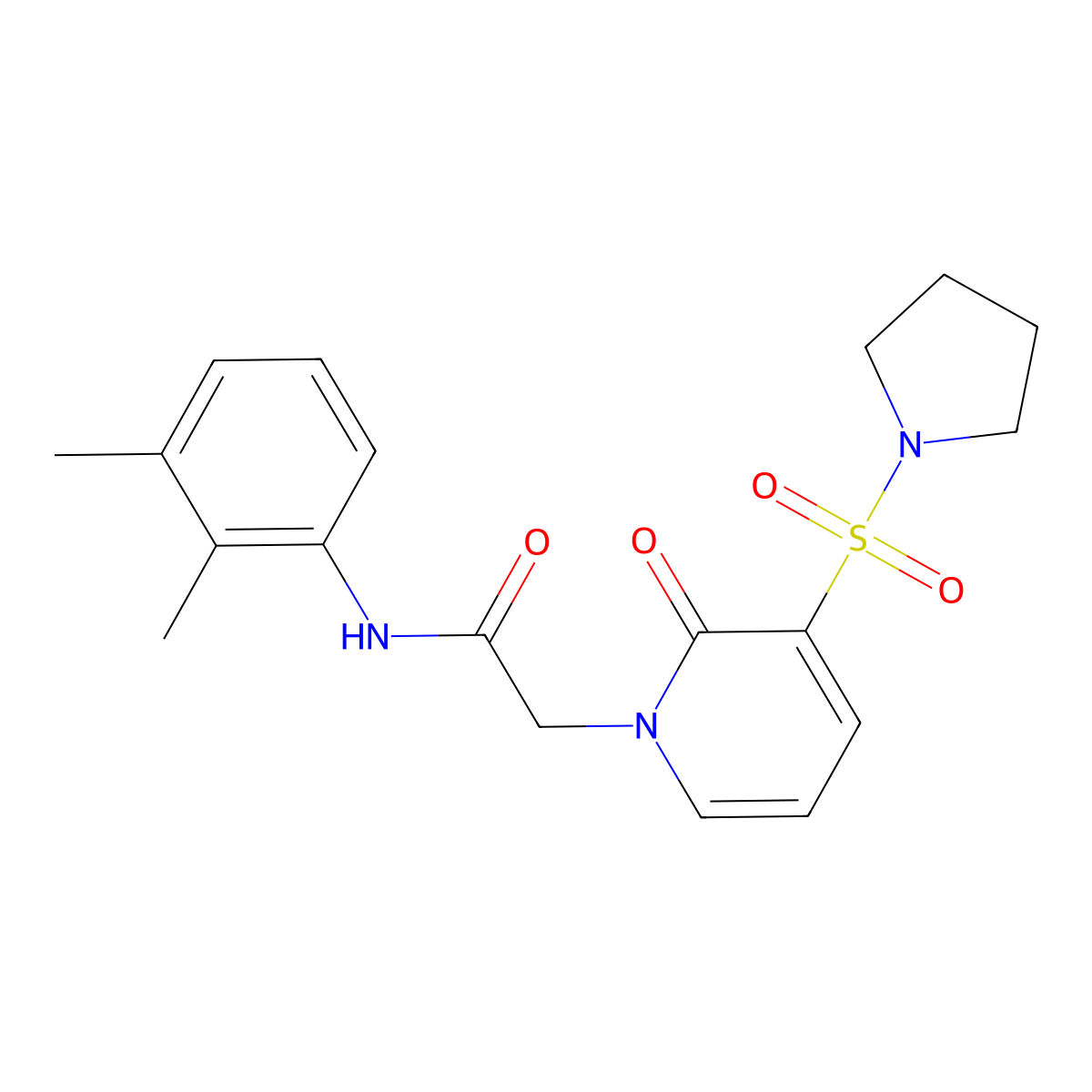 N-(2,3-dimethylphenyl)-2-(2-oxo-3-(pyrrolidin-1-ylsulfonyl)pyridin-1(2H)-yl)acetamide molecular structure, CAS 1251694-23-1