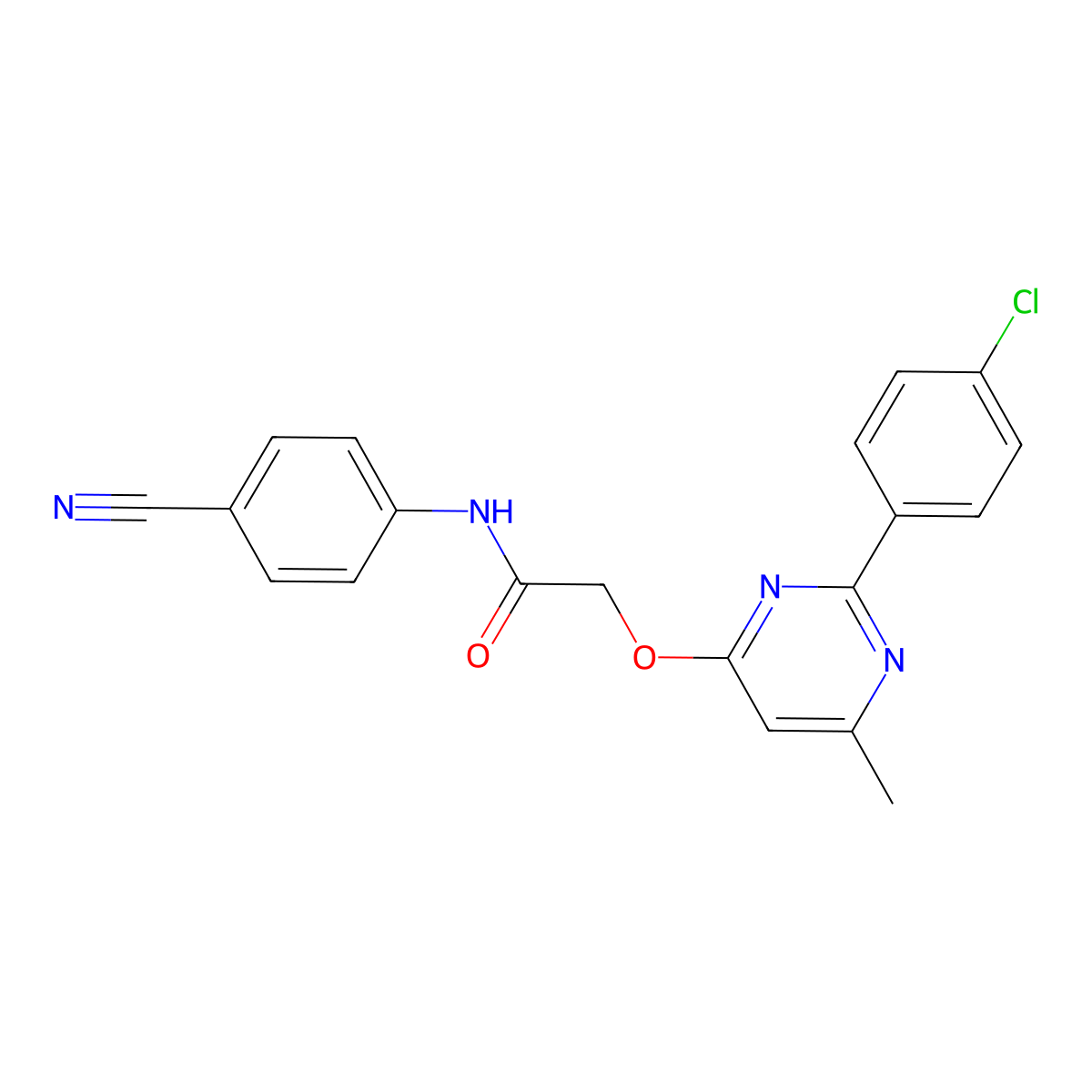 2-{[2-(4-chlorophenyl)-6-methylpyrimidin-4-yl]oxy}-N-(4-cyanophenyl)acetamide molecular structure, CAS 1251694-33-3