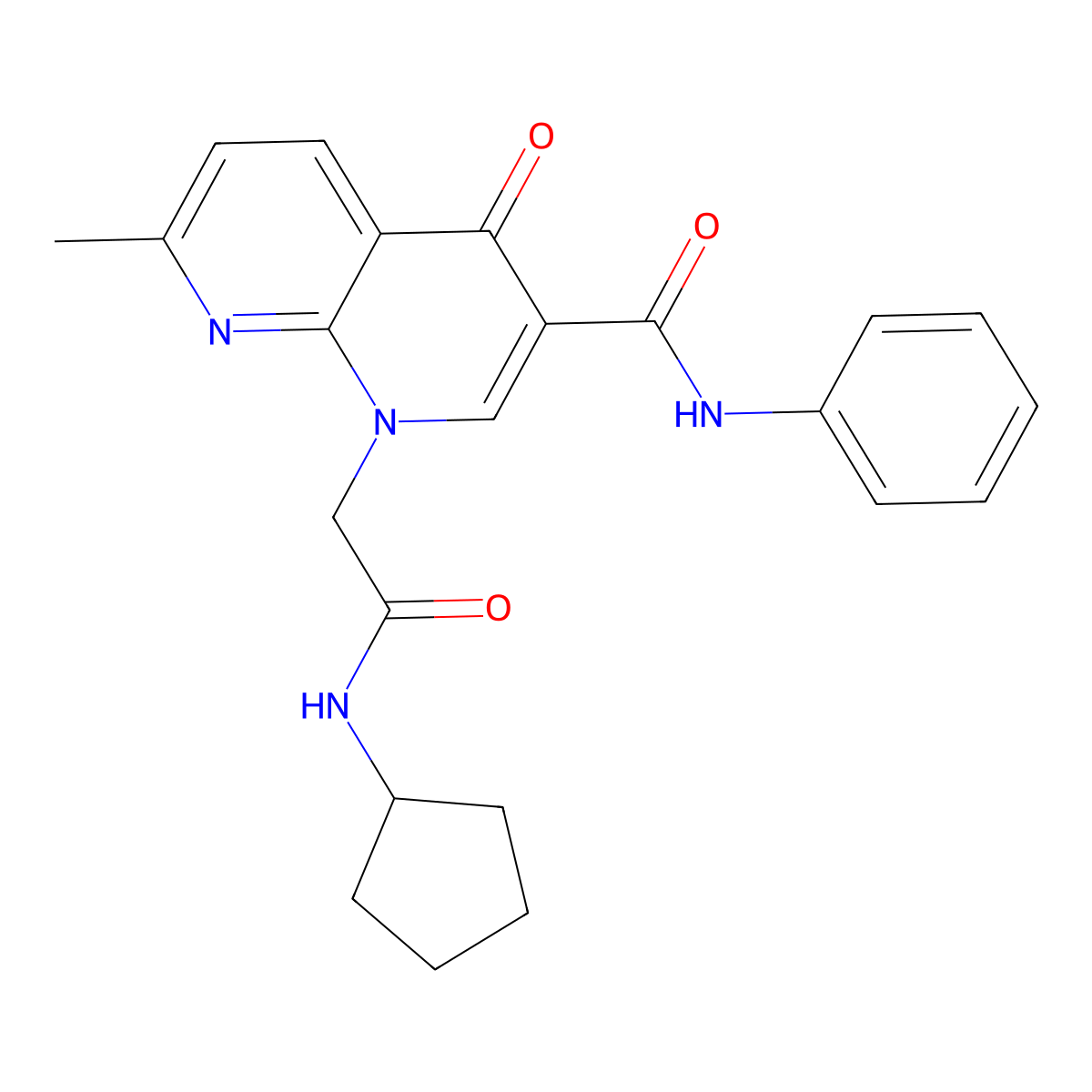 1-(2-(cyclopentylamino)-2-oxoethyl)-7-methyl-4-oxo-N-phenyl-1,4-dihydro-1,8-naphthyridine-3-carboxamide molecular structure, CAS 1251694-37-7