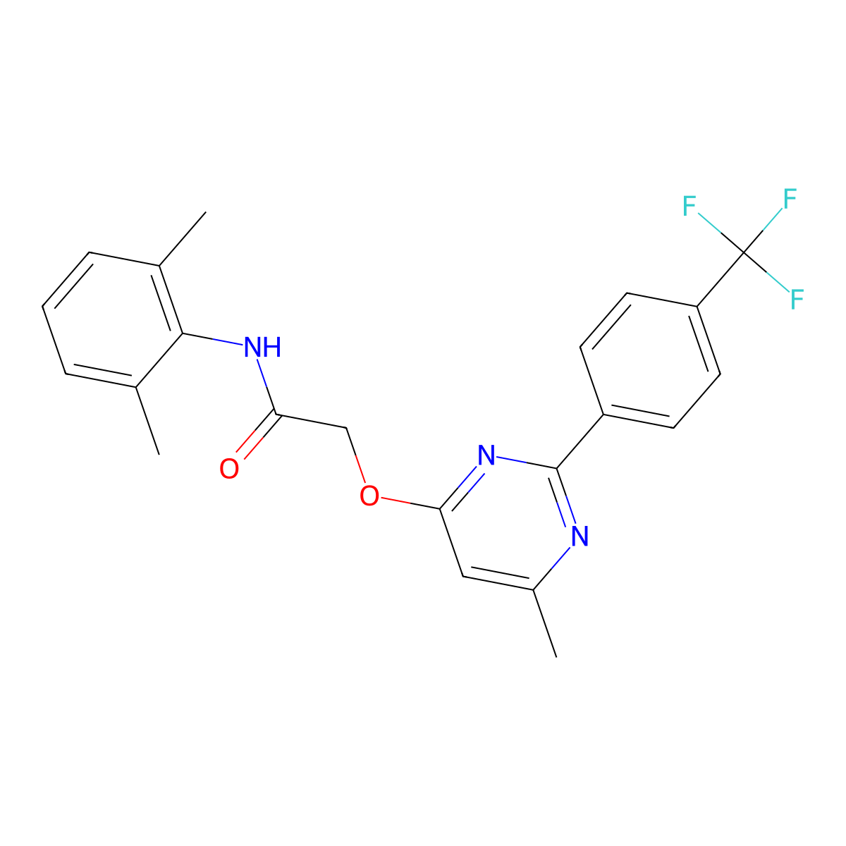 N-(2,6-dimethylphenyl)-2-({6-methyl-2-[4-(trifluoromethyl)phenyl]pyrimidin-4-yl}oxy)acetamide molecular structure, CAS 1251694-39-9