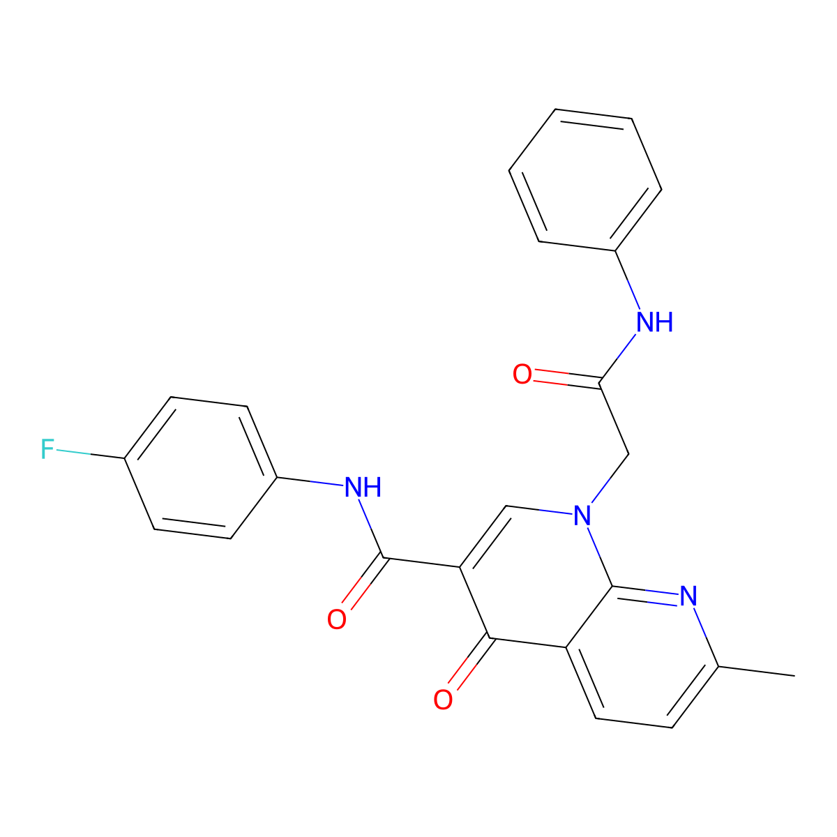 N-(4-fluorophenyl)-7-methyl-4-oxo-1-(2-oxo-2-(phenylamino)ethyl)-1,4-dihydro-1,8-naphthyridine-3-carboxamide molecular structure, CAS 1251694-45-7
