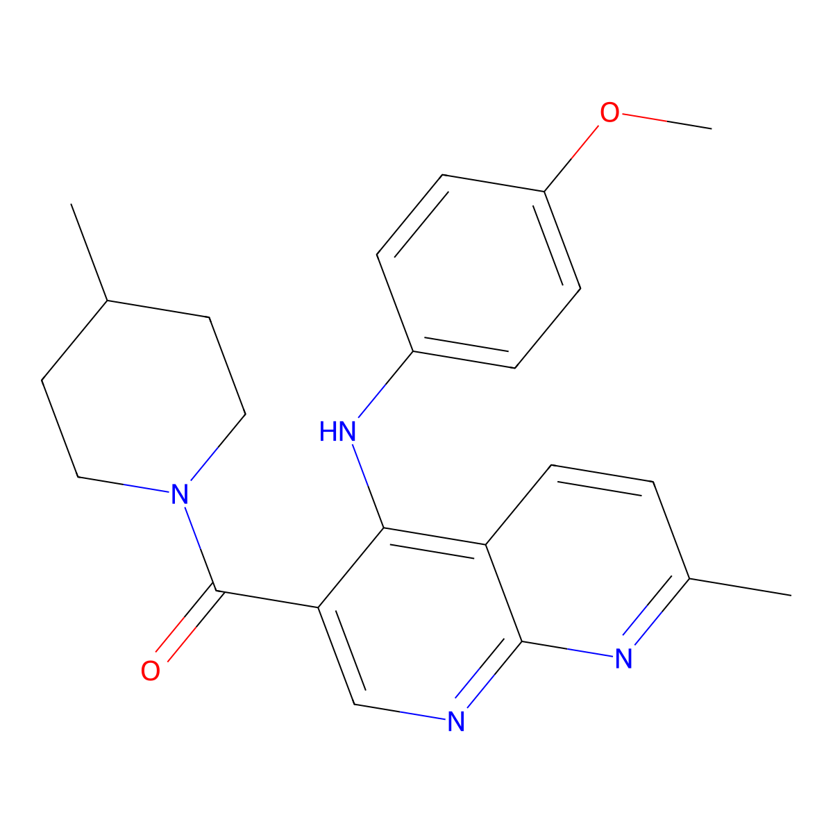 N-(4-methoxyphenyl)-7-methyl-3-(4-methylpiperidine-1-carbonyl)-1,8-naphthyridin-4-amine molecular structure, CAS 1251694-48-0