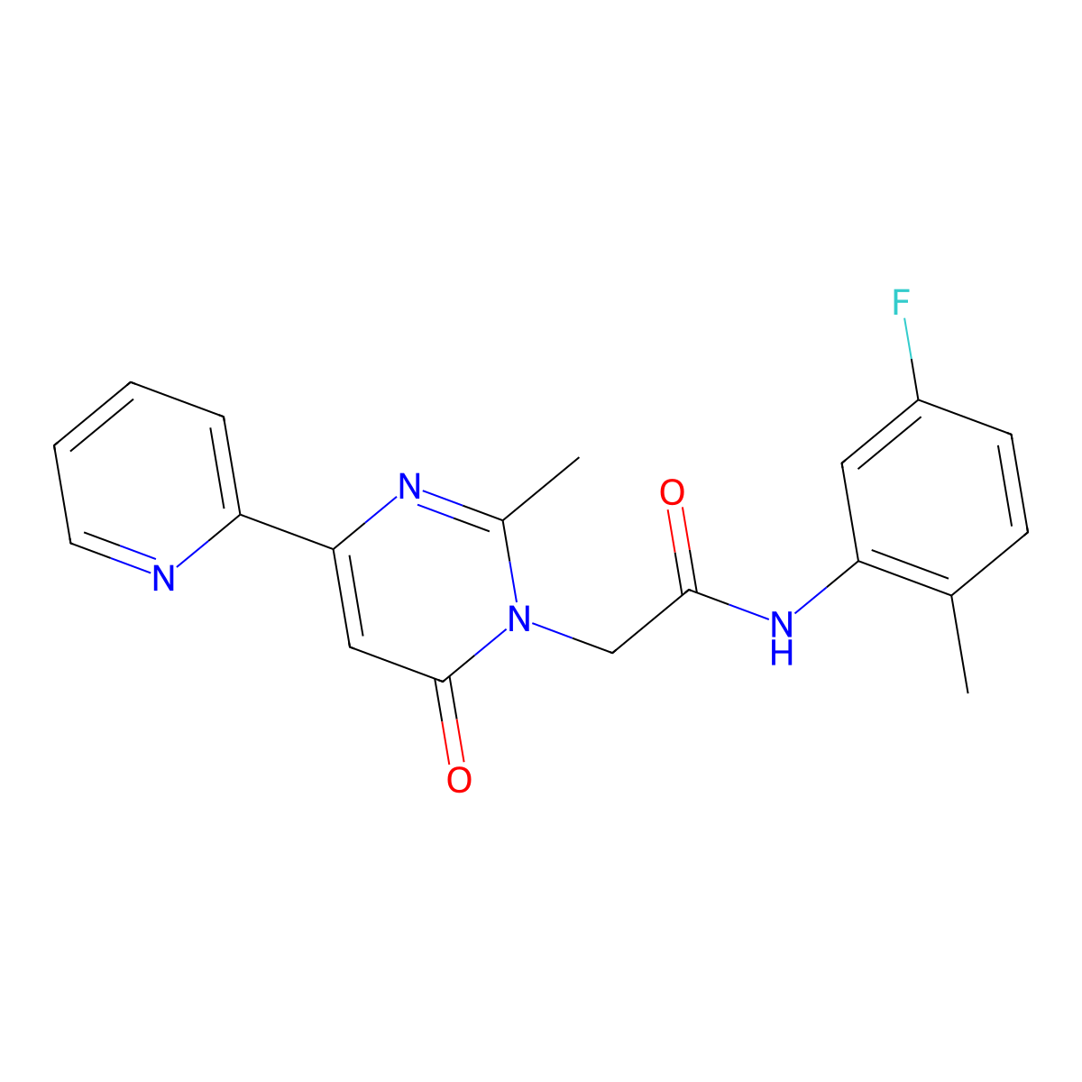 N-(5-fluoro-2-methylphenyl)-2-(2-methyl-6-oxo-4-(pyridin-2-yl)pyrimidin-1(6H)-yl)acetamide molecular structure, CAS 1251694-53-7