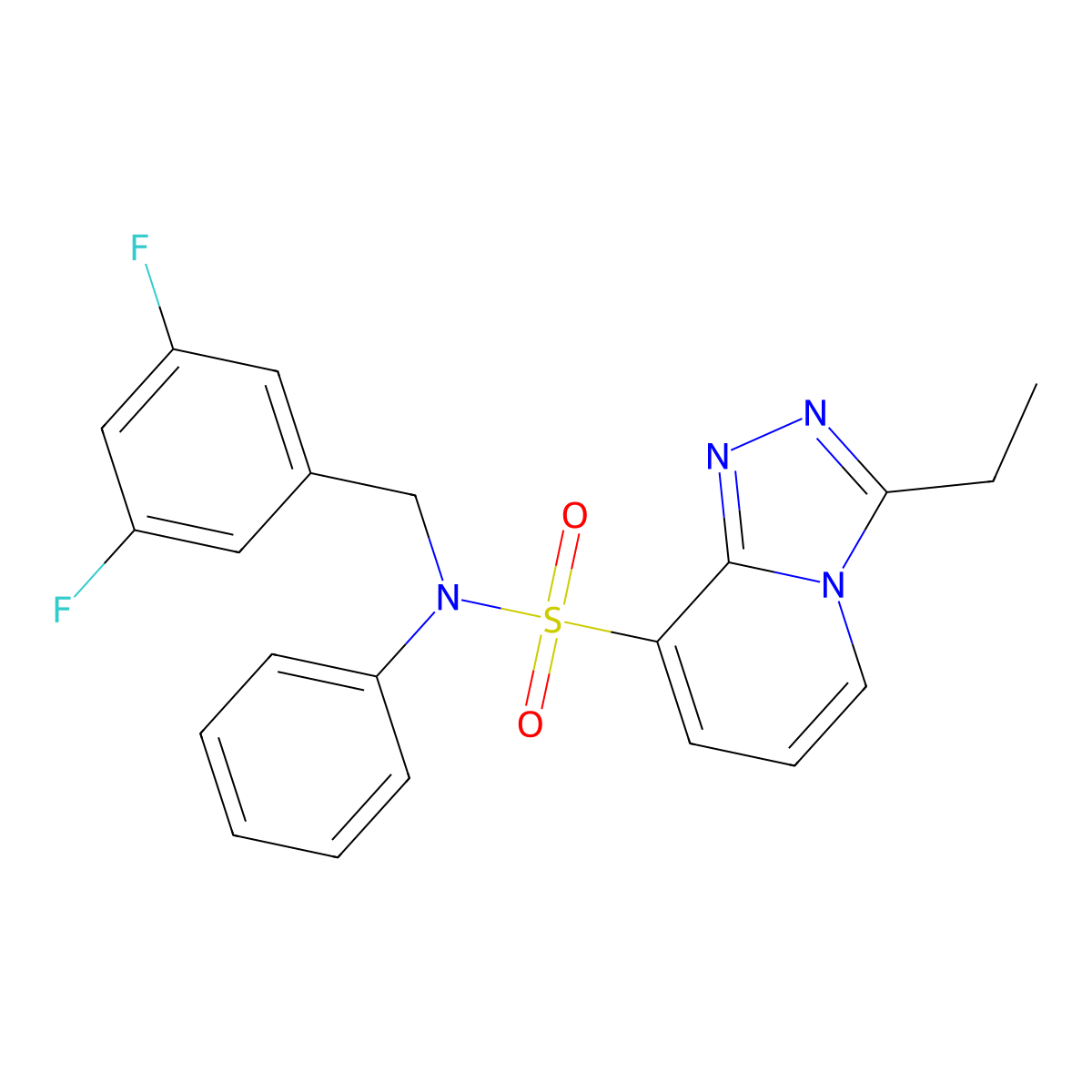 N-(3,5-difluorobenzyl)-3-ethyl-N-phenyl-[1,2,4]triazolo[4,3-a]pyridine-8-sulfonamide molecular structure, CAS 1251694-60-6