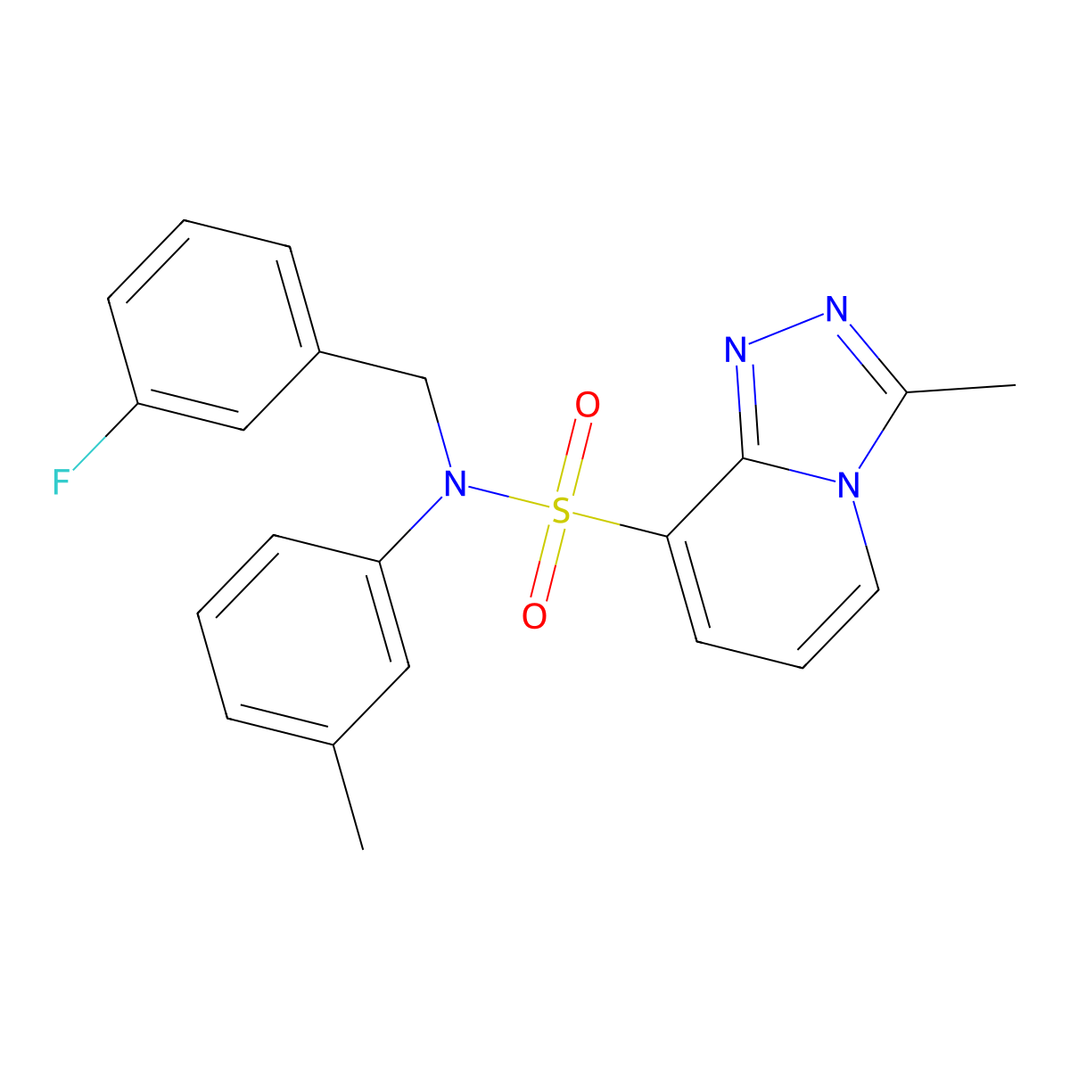N-[(3-fluorophenyl)methyl]-3-methyl-N-(3-methylphenyl)-[1,2,4]triazolo[4,3-a]pyridine-8-sulfonamide molecular structure, CAS 1251694-66-2