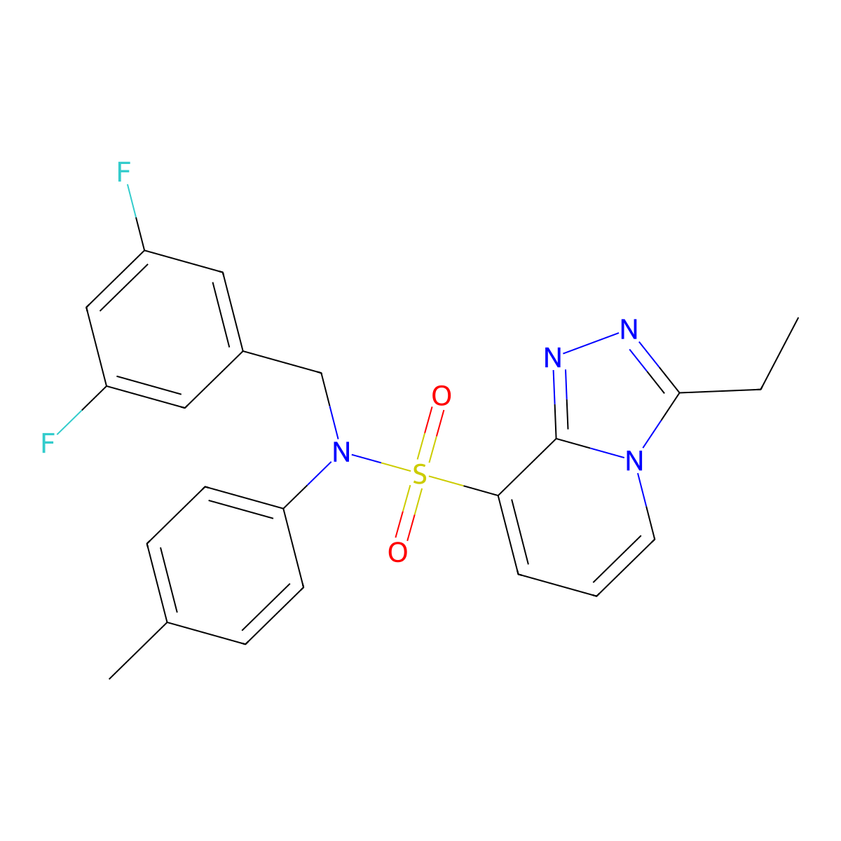 N-[(3,5-difluorophenyl)methyl]-3-ethyl-N-(4-methylphenyl)-[1,2,4]triazolo[4,3-a]pyridine-8-sulfonamide molecular structure, CAS 1251694-70-8