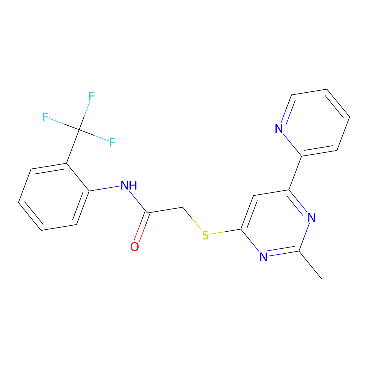 2-{[2-methyl-6-(pyridin-2-yl)pyrimidin-4-yl]sulfanyl}-N-[2-(trifluoromethyl)phenyl]acetamide molecular structure, CAS 1251694-75-3