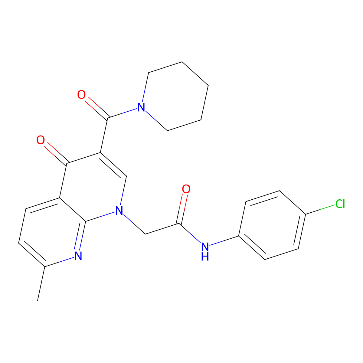 N-(4-chlorophenyl)-2-(7-methyl-4-oxo-3-(piperidine-1-carbonyl)-1,8-naphthyridin-1(4H)-yl)acetamide molecular structure, CAS 1251694-81-1