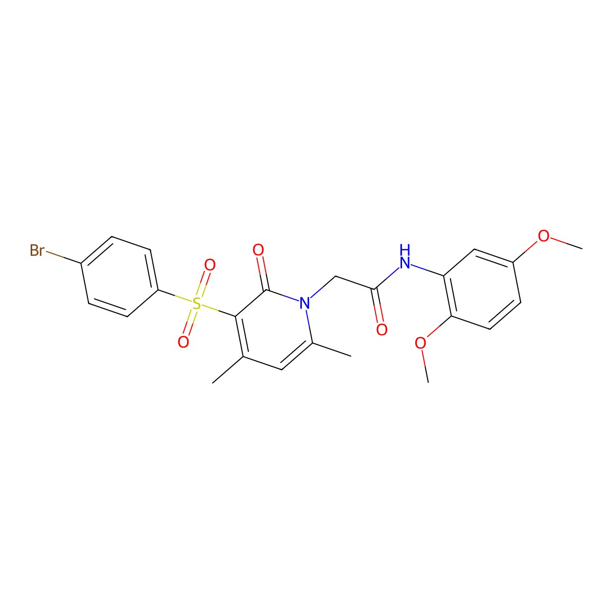 2-(3-((4-bromophenyl)sulfonyl)-4,6-dimethyl-2-oxopyridin-1(2H)-yl)-N-(2,5-dimethoxyphenyl)acetamide molecular structure, CAS 1251694-84-4