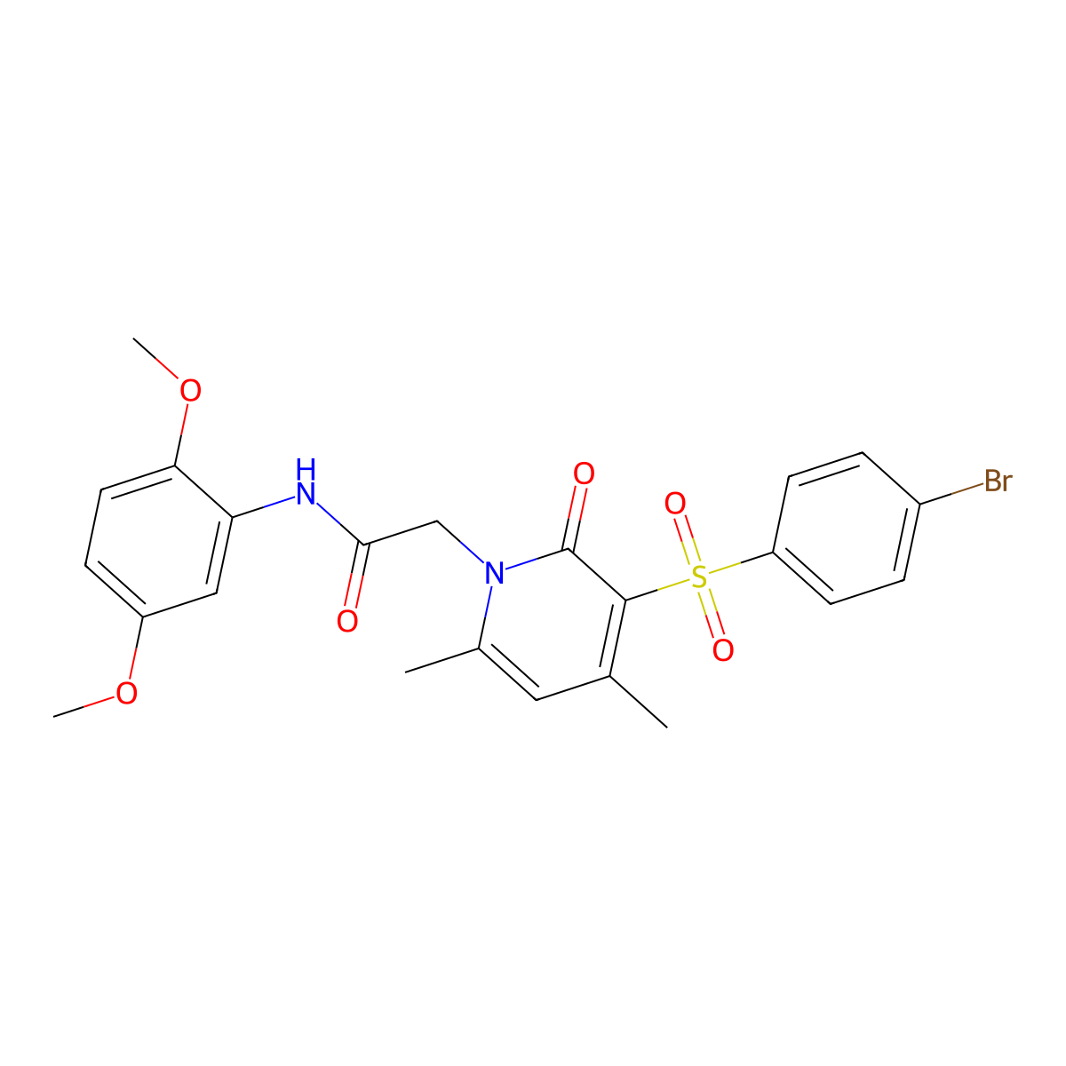 2-(3-((4-bromophenyl)sulfonyl)-4,6-dimethyl-2-oxopyridin-1(2H)-yl)-N-(2,5-dimethoxyphenyl)acetamide molecular structure, CAS 1251694-84-4