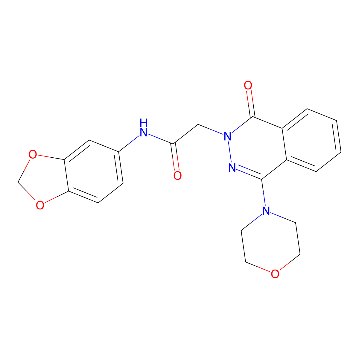 N-(2H-1,3-benzodioxol-5-yl)-2-[4-(morpholin-4-yl)-1-oxo-1,2-dihydrophthalazin-2-yl]acetamide molecular structure, CAS 1251694-86-6