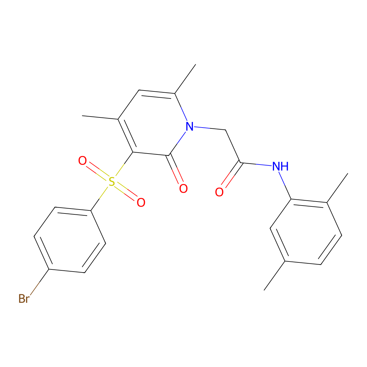 2-(3-((4-bromophenyl)sulfonyl)-4,6-dimethyl-2-oxopyridin-1(2H)-yl)-N-(2,5-dimethylphenyl)acetamide molecular structure, CAS 1251694-88-8