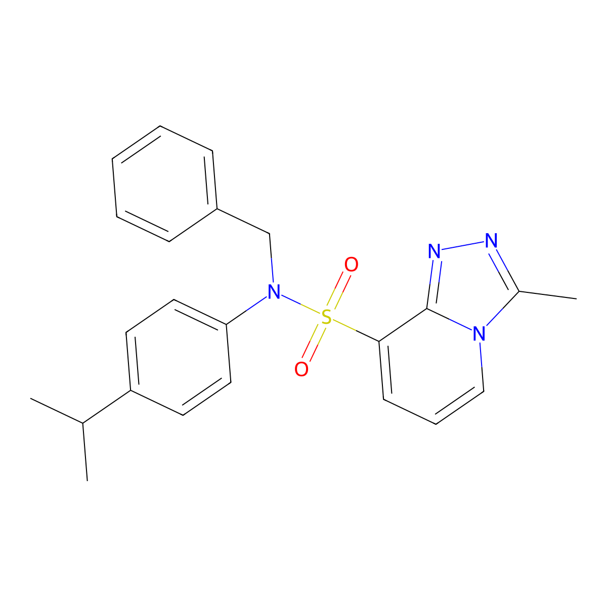 N-benzyl-3-methyl-N-[4-(propan-2-yl)phenyl]-[1,2,4]triazolo[4,3-a]pyridine-8-sulfonamide molecular structure, CAS 1251694-89-9