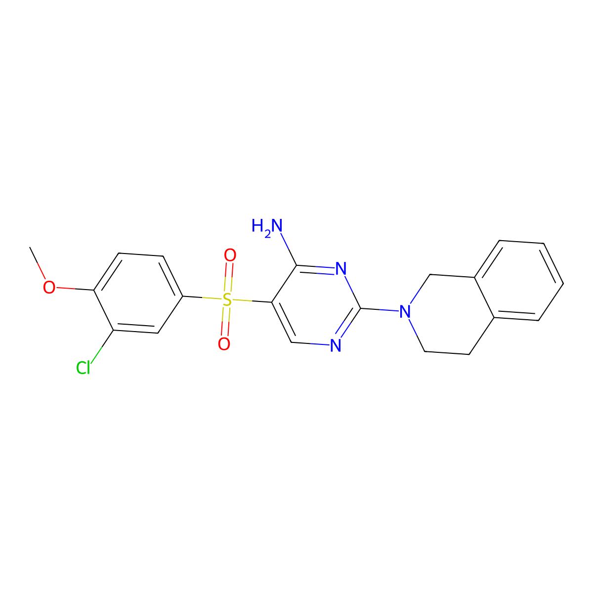 5-((3-chloro-4-methoxyphenyl)sulfonyl)-2-(3,4-dihydroisoquinolin-2(1H)-yl)pyrimidin-4-amine molecular structure, CAS 1251694-90-2