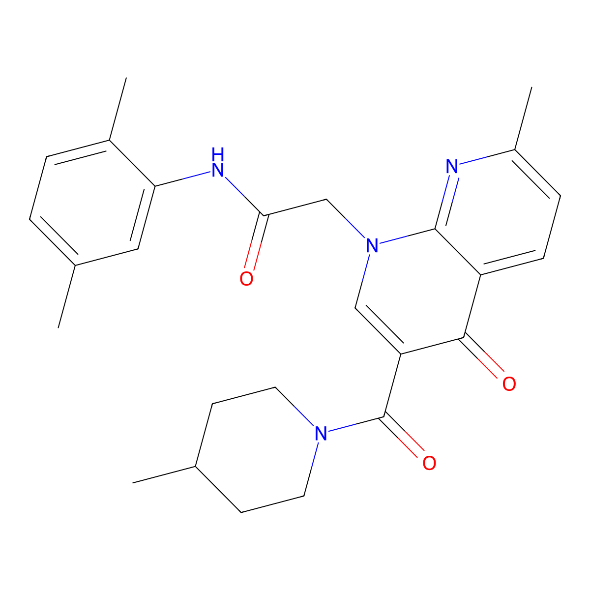 N-(2,5-dimethylphenyl)-2-(7-methyl-3-(4-methylpiperidine-1-carbonyl)-4-oxo-1,8-naphthyridin-1(4H)-yl)acetamide molecular structure, CAS 1251694-92-4