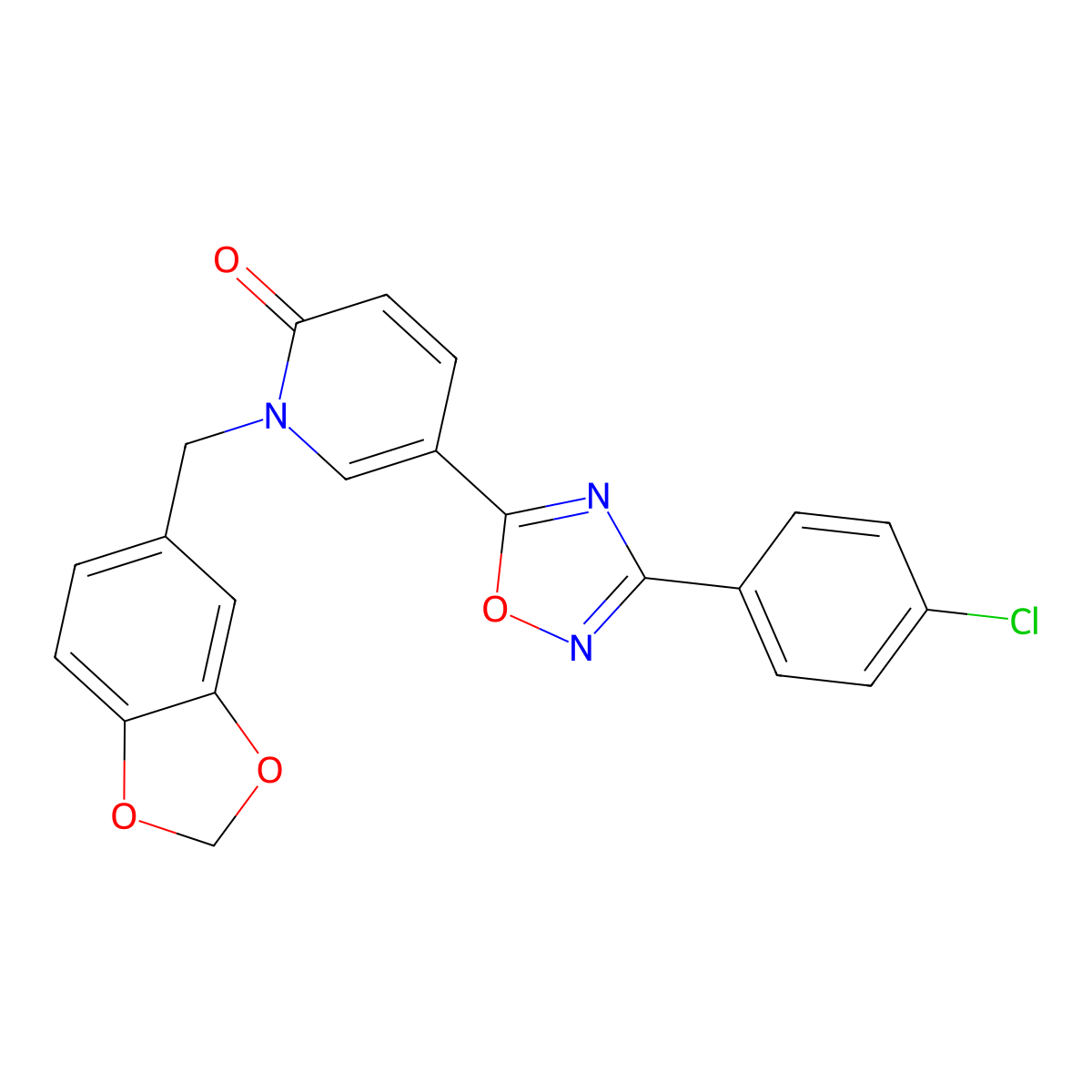 1-(benzo[d][1,3]dioxol-5-ylmethyl)-5-(3-(4-chlorophenyl)-1,2,4-oxadiazol-5-yl)pyridin-2(1H)-one molecular structure, CAS 1251694-97-9