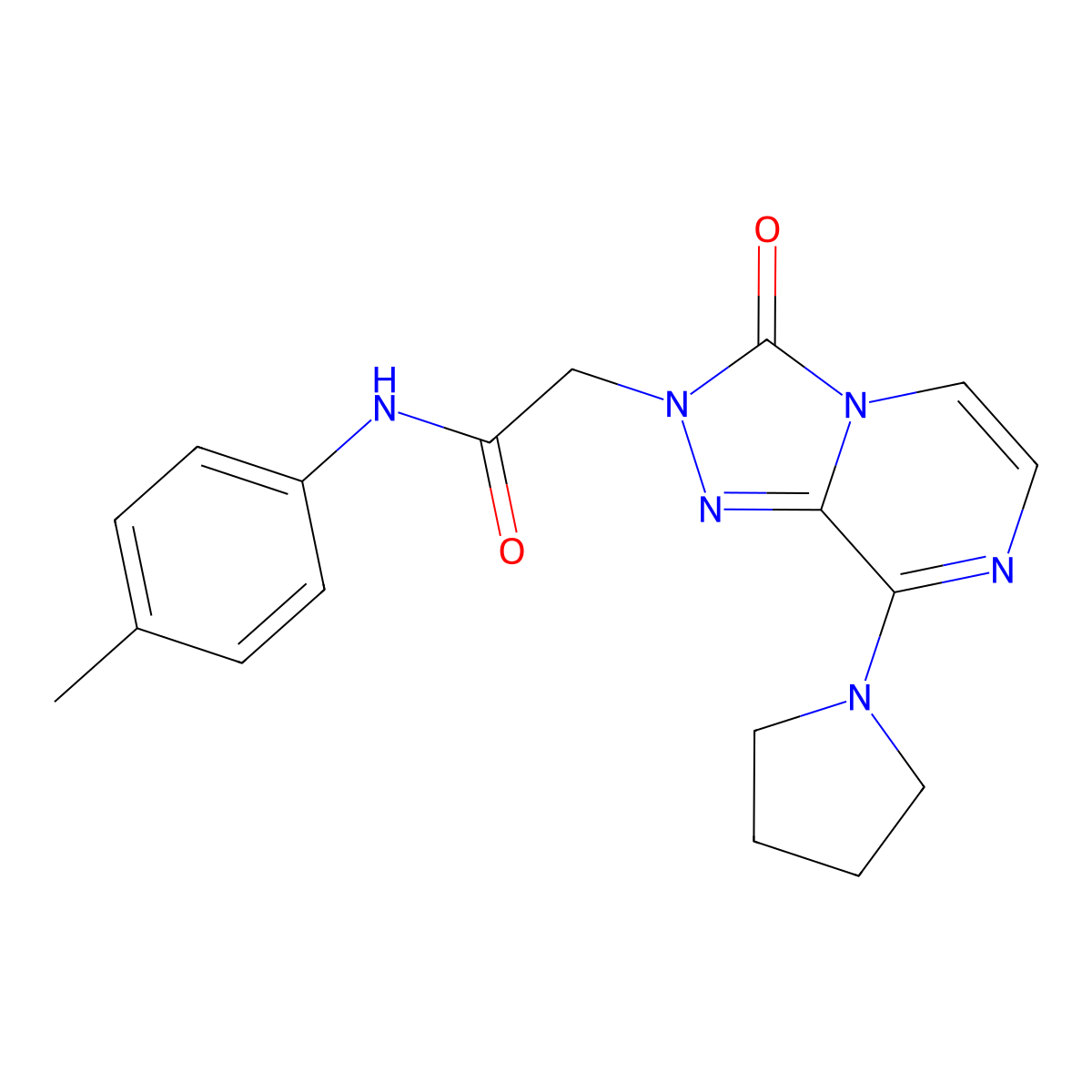 N-(4-methylphenyl)-2-[3-oxo-8-(pyrrolidin-1-yl)[1,2,4]triazolo[4,3-a]pyrazin-2(3H)-yl]acetamide molecular structure, CAS 1251695-03-0
