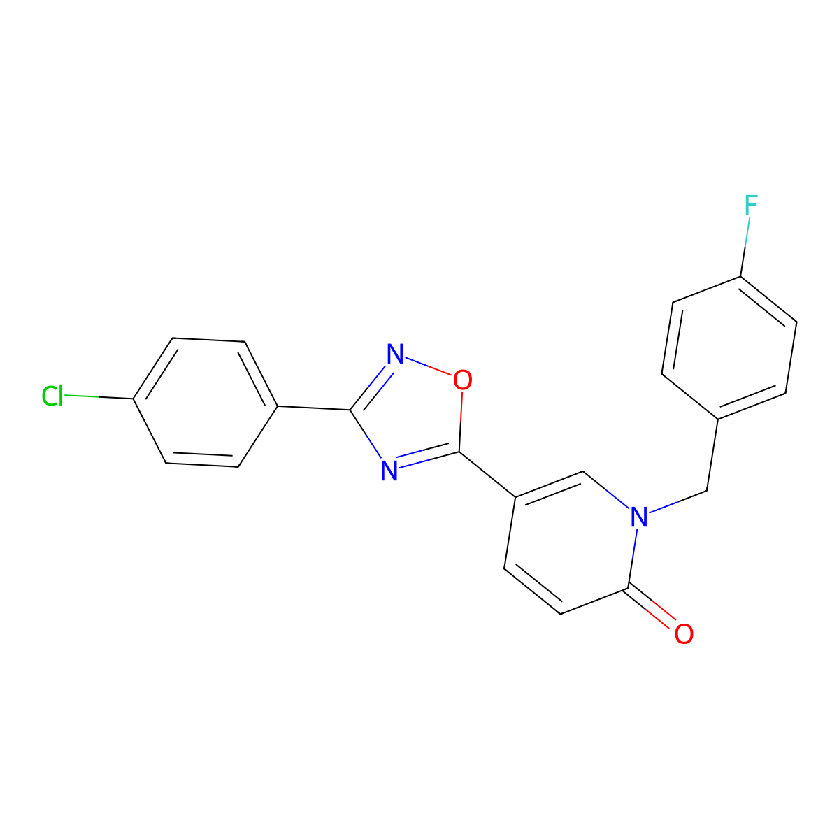 5-(3-(4-chlorophenyl)-1,2,4-oxadiazol-5-yl)-1-(4-fluorobenzyl)pyridin-2(1H)-one molecular structure, CAS 1251695-05-2