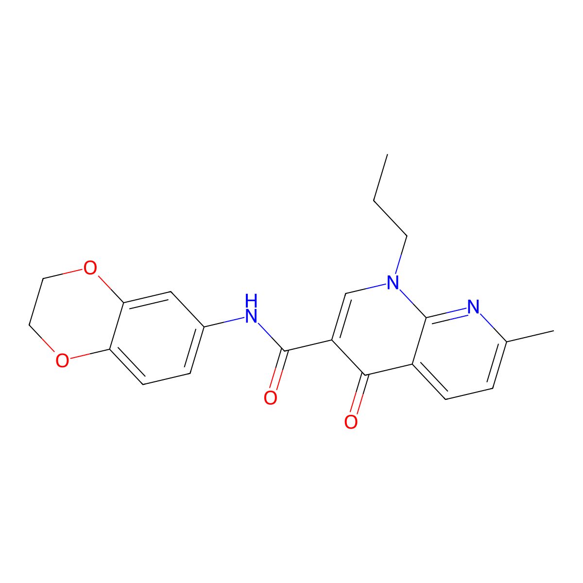 N-(2,3-dihydro-1,4-benzodioxin-6-yl)-7-methyl-4-oxo-1-propyl-1,4-dihydro-1,8-naphthyridine-3-carboxamide molecular structure, CAS 1251695-06-3