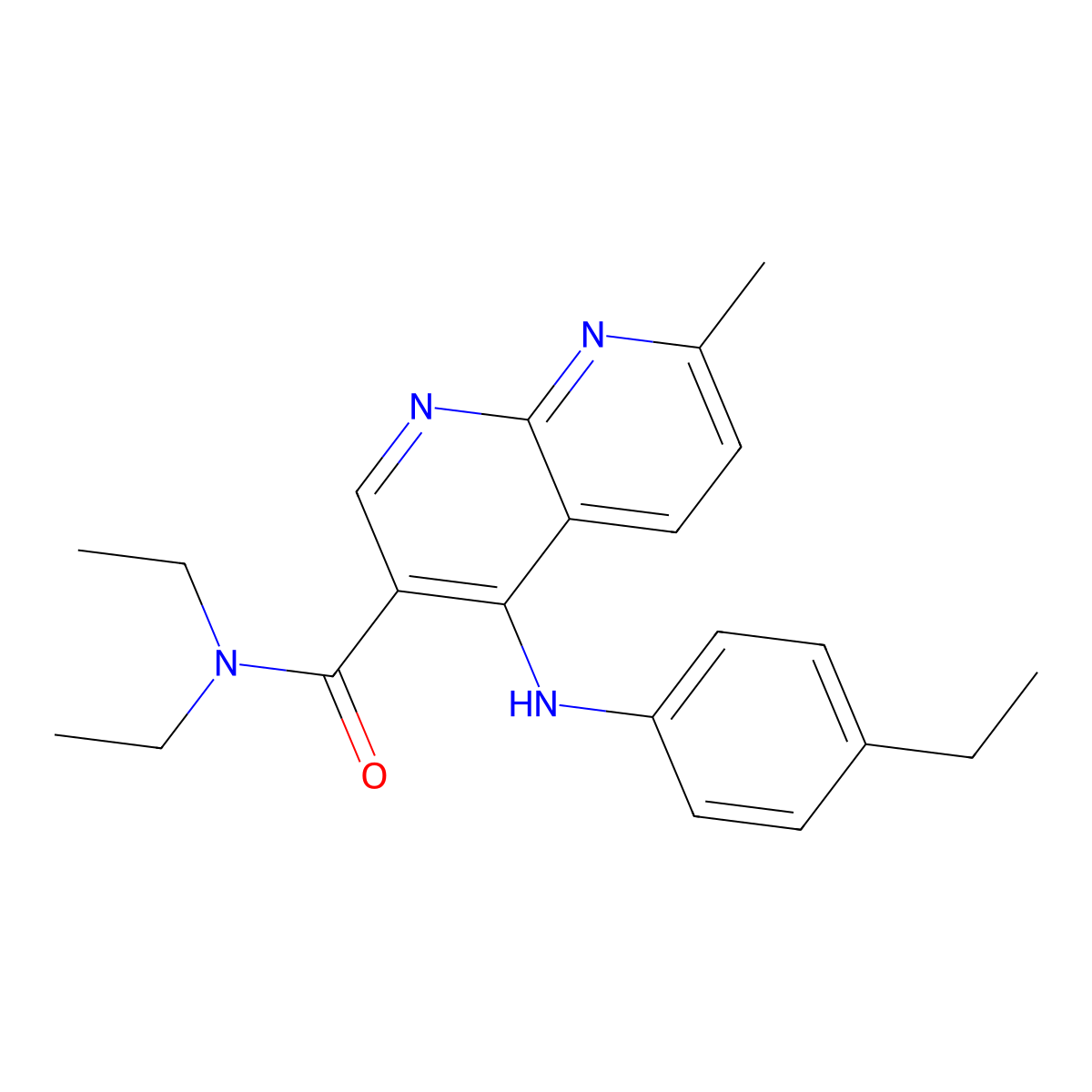 N,N-diethyl-4-[(4-ethylphenyl)amino]-7-methyl-1,8-naphthyridine-3-carboxamide molecular structure, CAS 1251695-08-5